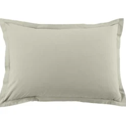2 Taies d'oreiller en coton unies grège-Blanc Passion Clearance