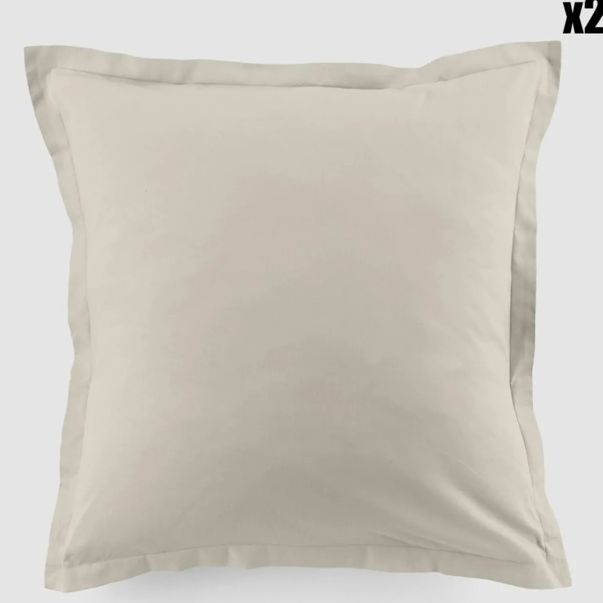 2 Taies d'oreiller en coton unies ivoires-Blanc Passion Clearance