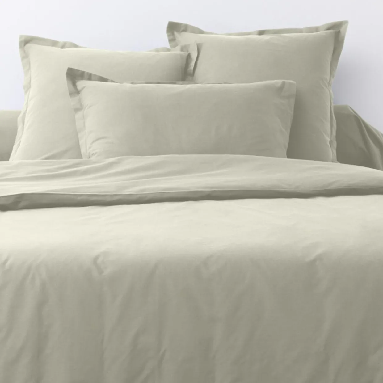 2 Taies d'oreiller en coton unies ivoires-Blanc Passion Clearance