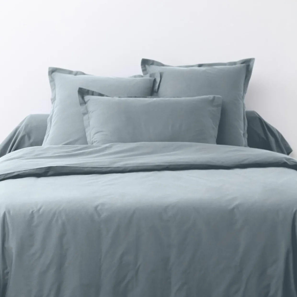 2 Taies d'oreiller en coton unies silver-My Home Collection Outlet