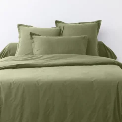 Blanc Passion Linge De Lit, Ensembles^2 Taies d'oreiller en coton unies verveine