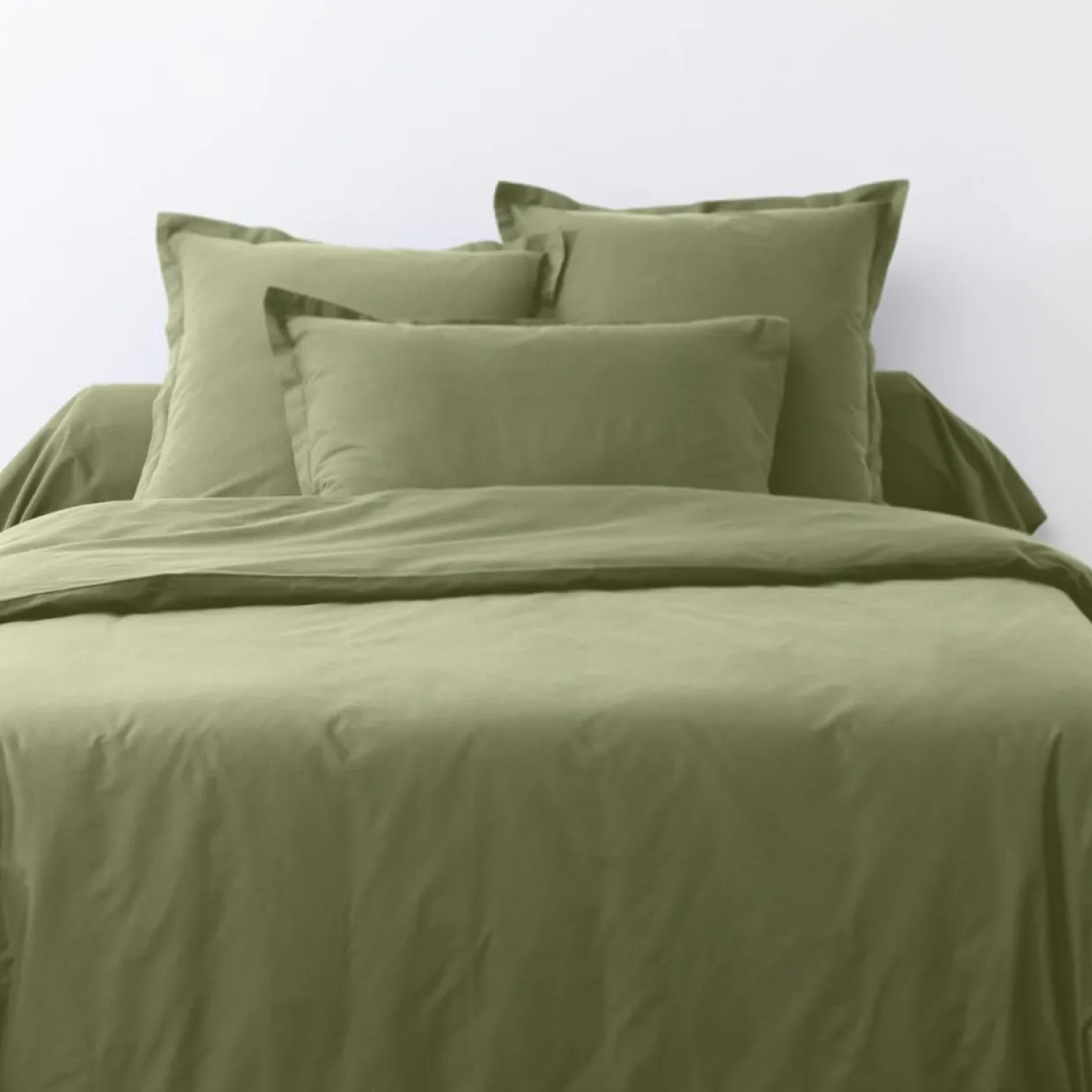 Blanc Passion Linge De Lit, Ensembles^2 Taies d'oreiller en coton unies verveine