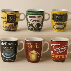 Novastyl Mugs, Tasses^6 Tasses À Café OldSchool 20Cl PorcelaineDecors Assortis