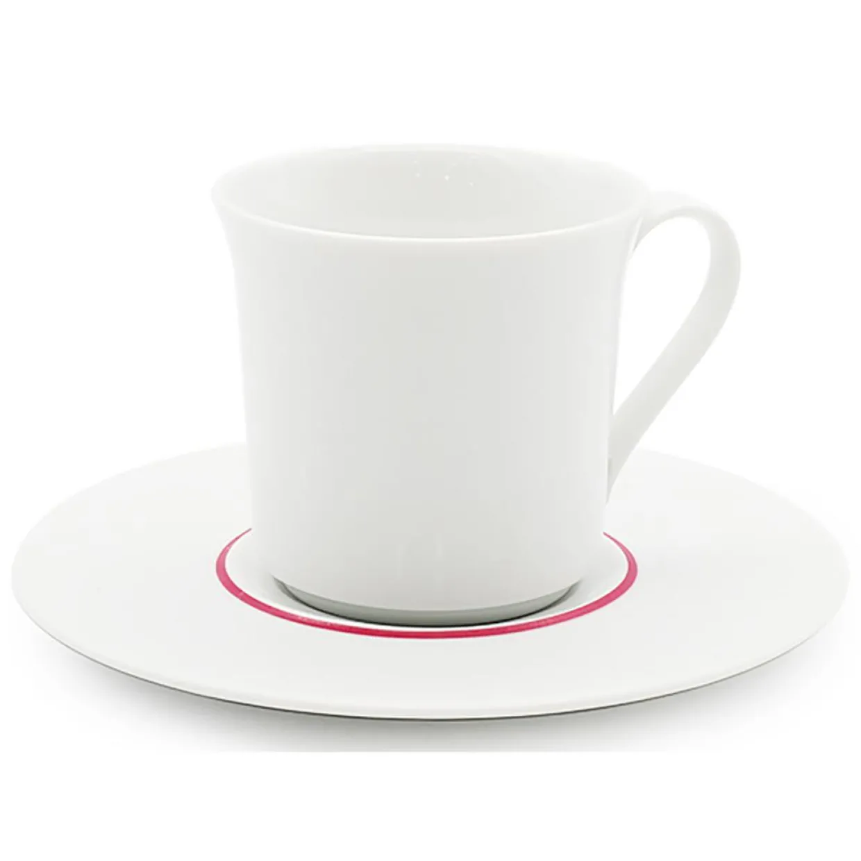 6 Tasses à thé + soucoupes en Porcelaine Ligne blanches - 150ml-Fauchon Discount