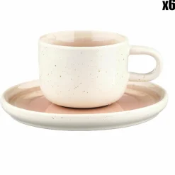 Bjorn Mugs, Tasses^6 Tasses avec soucoupe Oxygen rose poudre/beige - 20 cl