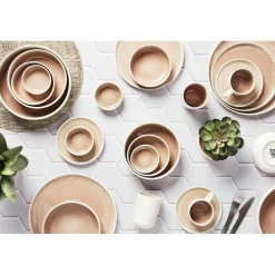 Bjorn Mugs, Tasses^6 Tasses avec soucoupe Oxygen rose poudre/beige - 20 cl