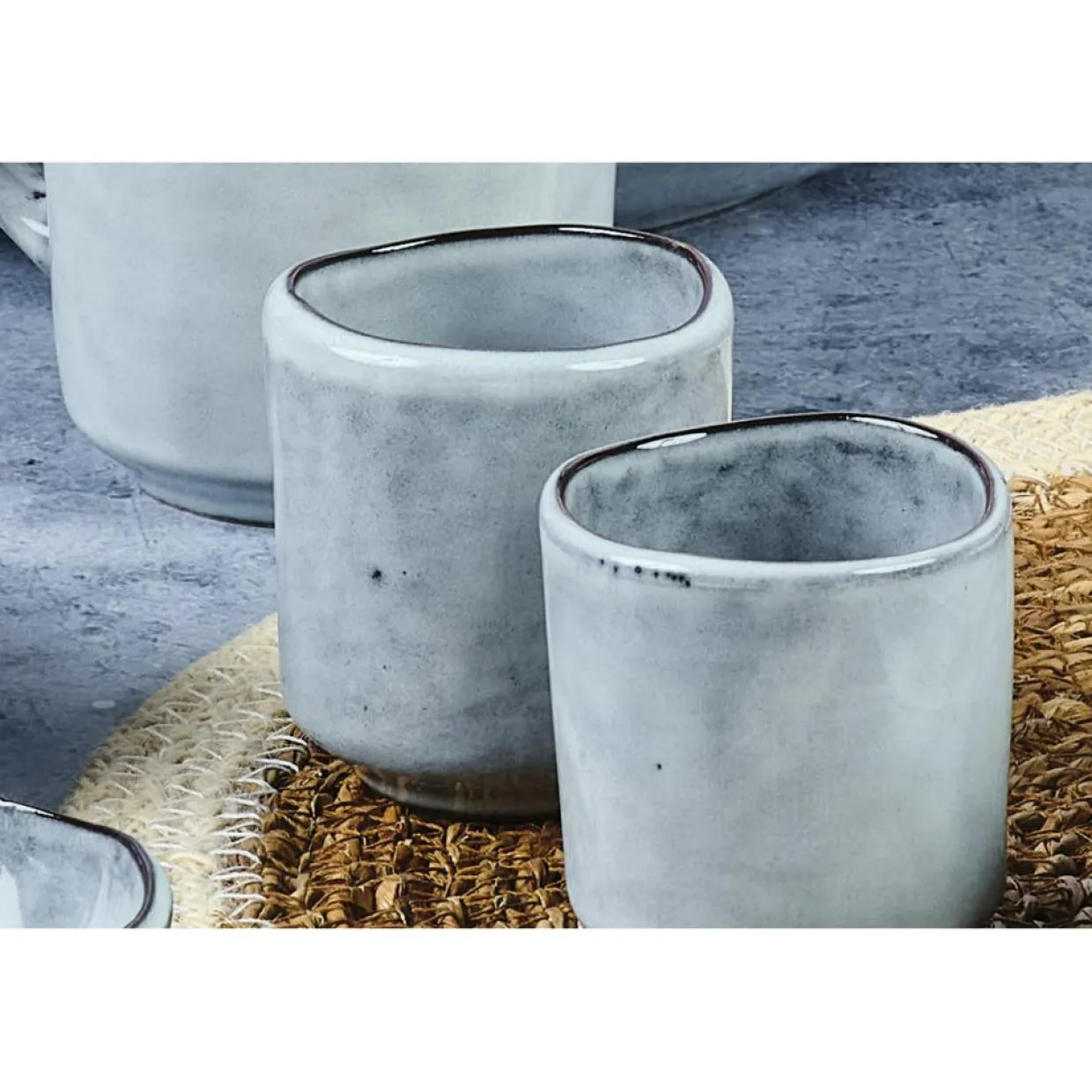 6 Tasses en Grès Cloud gris clair - 12 cl-Bjorn Discount