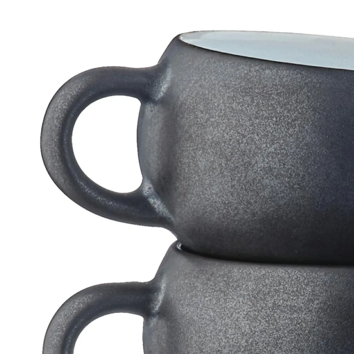 Bjorn Mugs, Tasses^4 Tasses en Grès Gourmet blanc granité/noir onyx - 12 cL