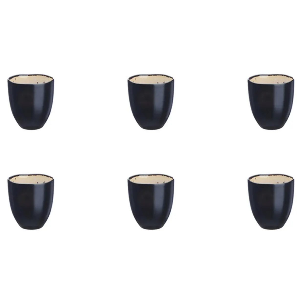 6 Tasses en Grès Iris blanc/ivoire - 15 cl-Bjorn Sale