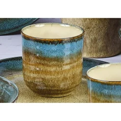 Bjorn Mugs, Tasses^6 Tasses en Grès Island kaki/bleu - 15 cl