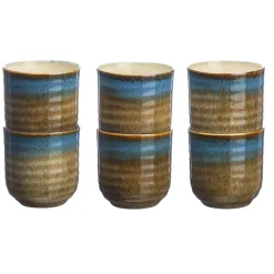 Bjorn Mugs, Tasses^6 Tasses en Grès Island kaki/bleu - 15 cl