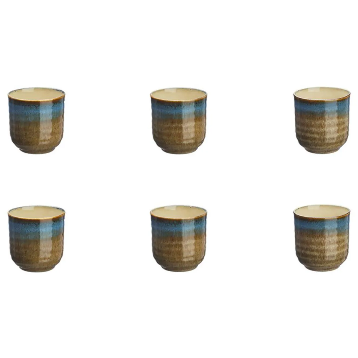 Bjorn Mugs, Tasses^6 Tasses en Grès Island kaki/bleu - 15 cl
