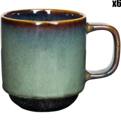 6 tasses en Grès Jade vert foncé - 36cl-Cosy & Trendy Sale