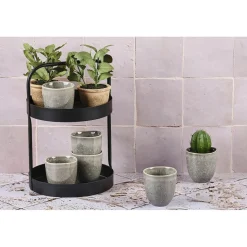 6 Tasses en Grès Stellar gris/anthracite - 15 cl-Bjorn Outlet