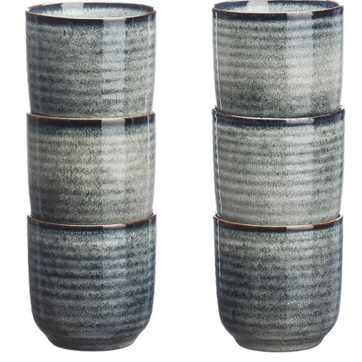 6 Tasses en Grès Zen gris/bleu - 20 cl-Bjorn Sale
