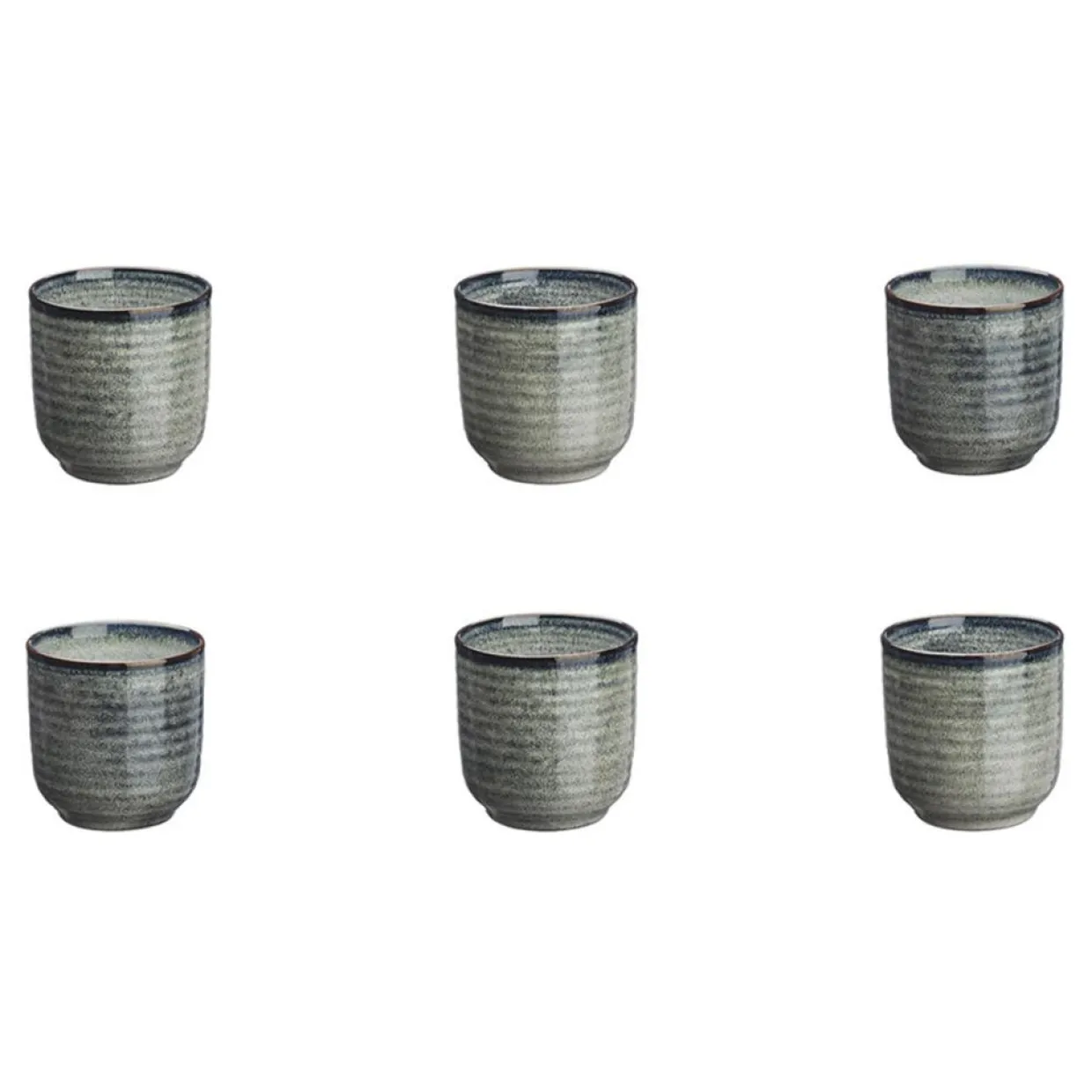 6 Tasses en Grès Zen gris/bleu - 20 cl-Bjorn Sale