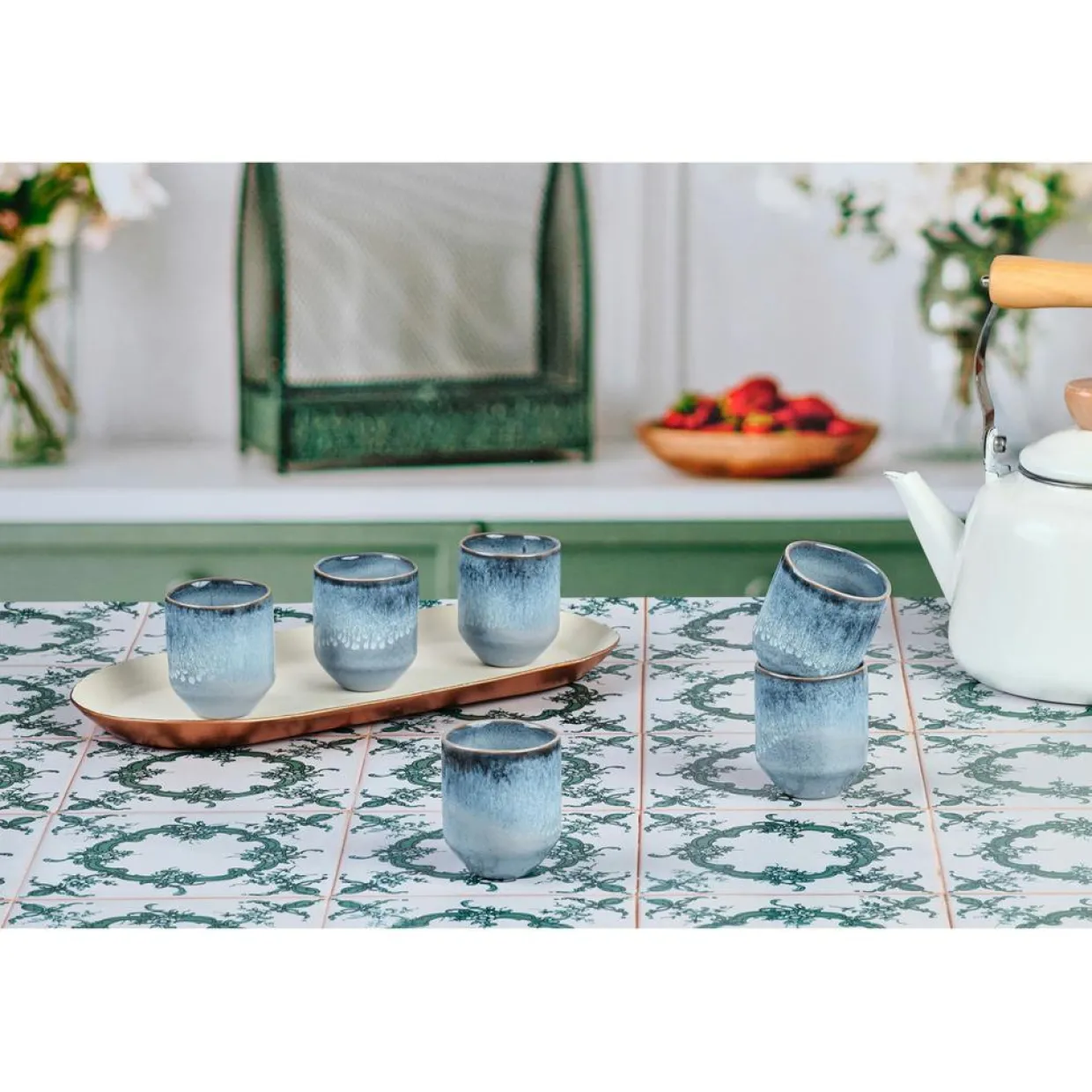 Bjorn Mugs, Tasses^6 Tasses Genesis bleues - 8 cl