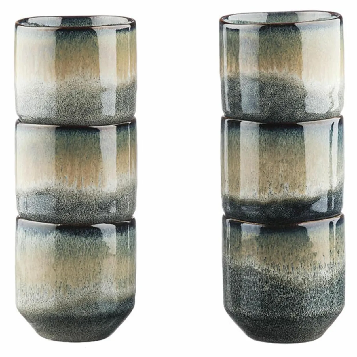 Bjorn Mugs, Tasses^6 Tasses Genesis bleu/gris kaki - 15 cl