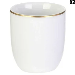 2 Tasses liseré blanc/doré - D.7.4x8.3 cm-Home Deco Factory Outlet