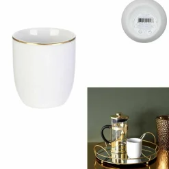 2 Tasses liseré blanc/doré - D.7.4x8.3 cm-Home Deco Factory Outlet