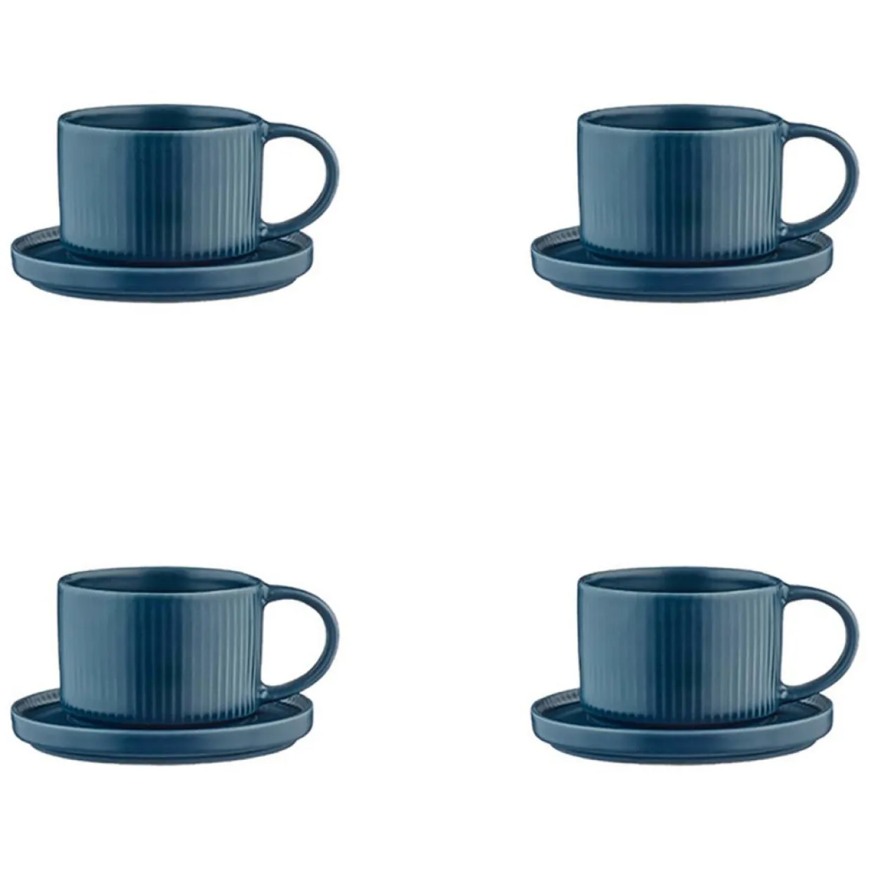 8 Tasses Scandi Et Soucoupe bleu marine - 15 cl-Bjorn Hot