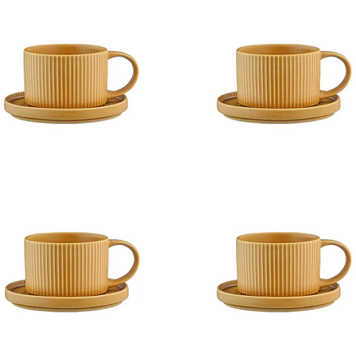 8 Tasses Scandi Et Soucoupe jaune ocre - 15 cl-Bjorn Discount