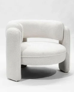 Aéla - Fauteuil cocooning en tissu bouclettes beige-Uniqka Hot