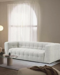 Alto - Canapé capitonné 3 places en tissu-Uniqka Sale