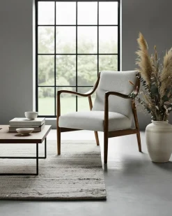 Ambre - Fauteuil en bois massif chêne et en lin-Uniqka Hot