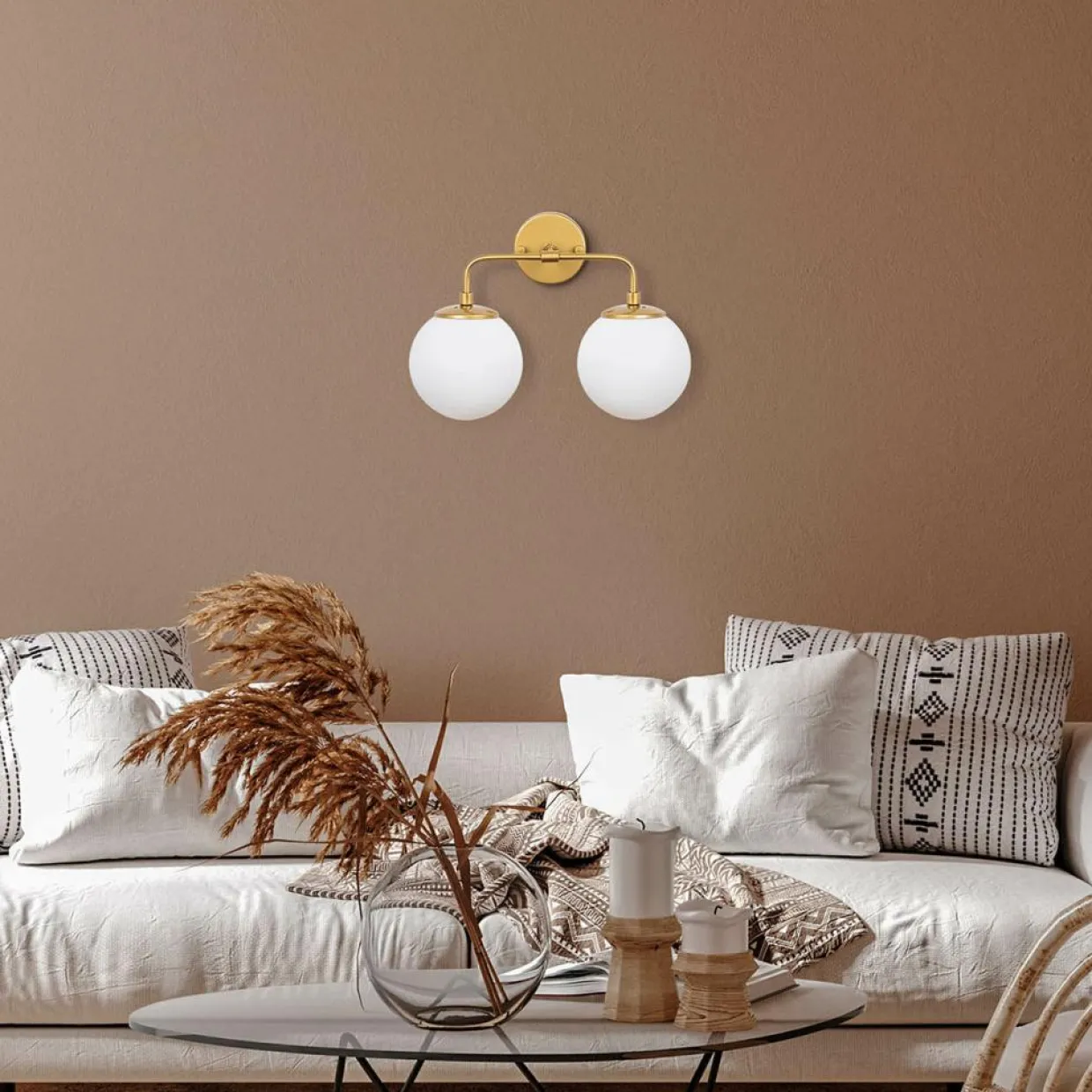Opviq Appliques Murales^Applique murale Horn dorée - 91x25x49-129 cm