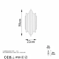 Opviq Appliques Murales^Applique murale Reis chrome - 18x40x8 cm