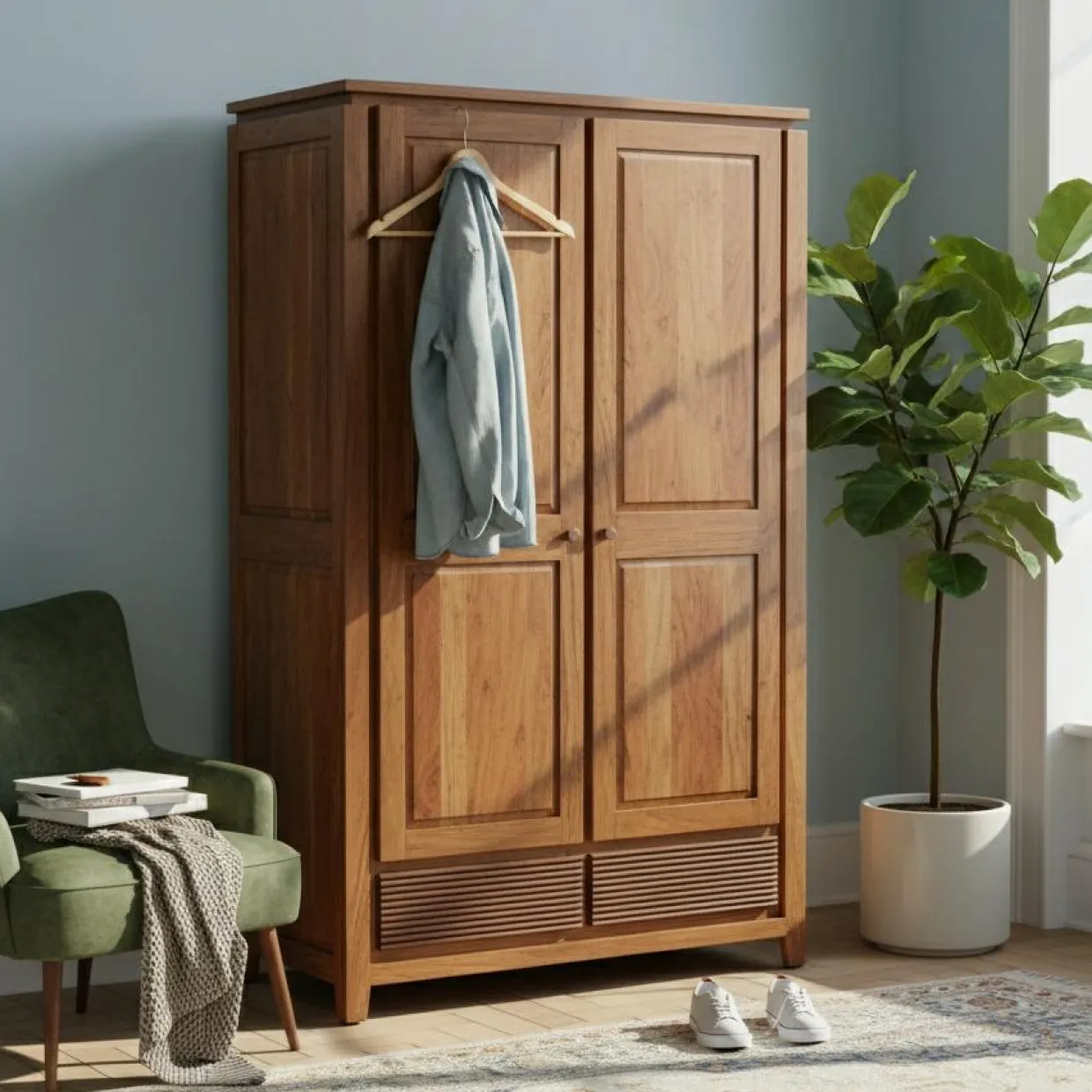 Armoire Lisboa ii Marron - 120x58x200 cm-Bois & Chiffons Sale