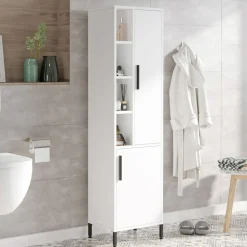 Armoire polyvalente blanche - 45x173.6x35.5 cm-Wooden Art Best