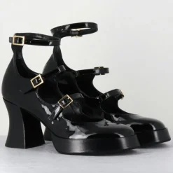 Babies en Cuir galan noires - Talon : 7.5cm-Garrice Lab