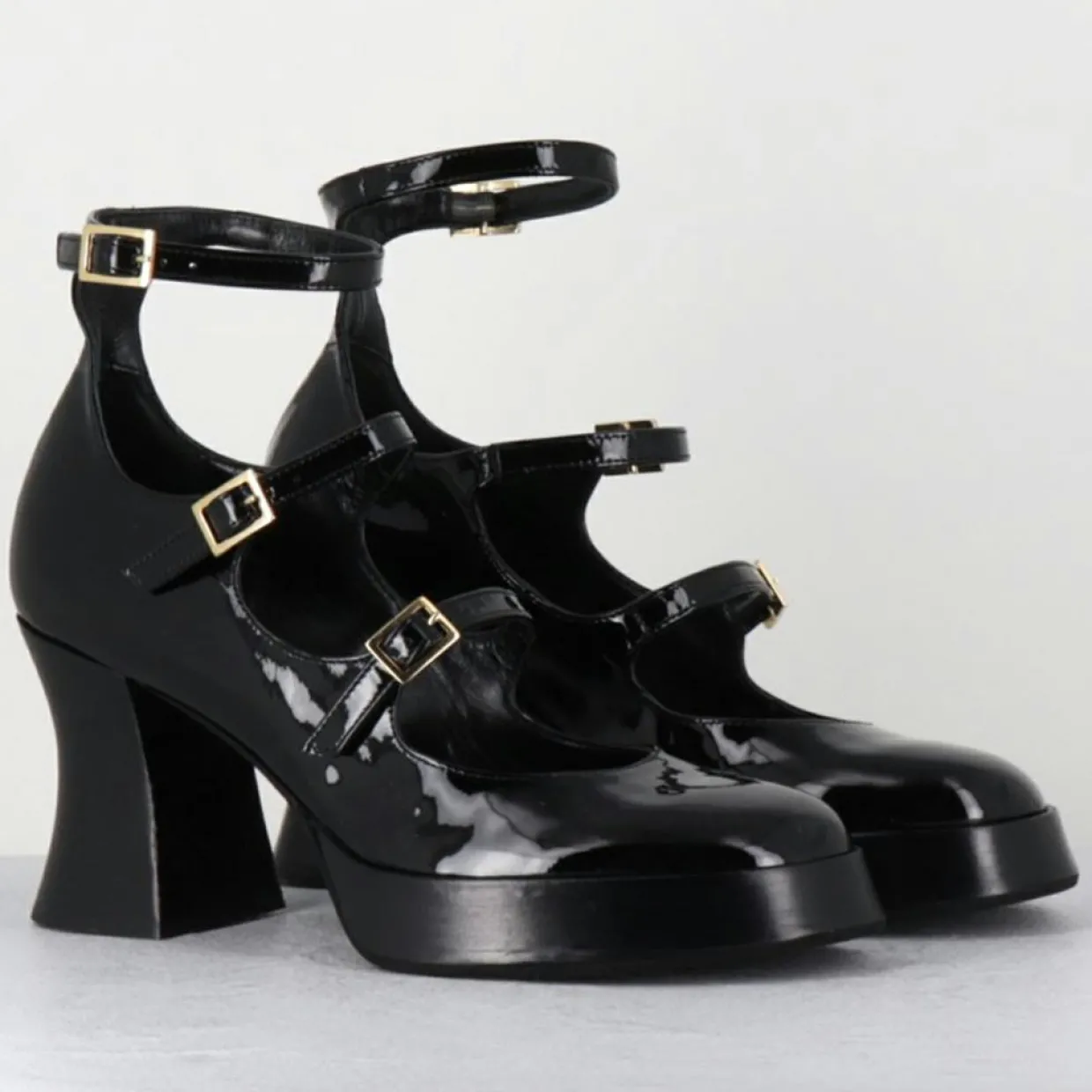 Babies en Cuir galan noires - Talon : 7.5cm-Garrice Lab