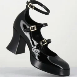 Babies en Cuir galan noires - Talon : 7.5cm-Garrice Lab