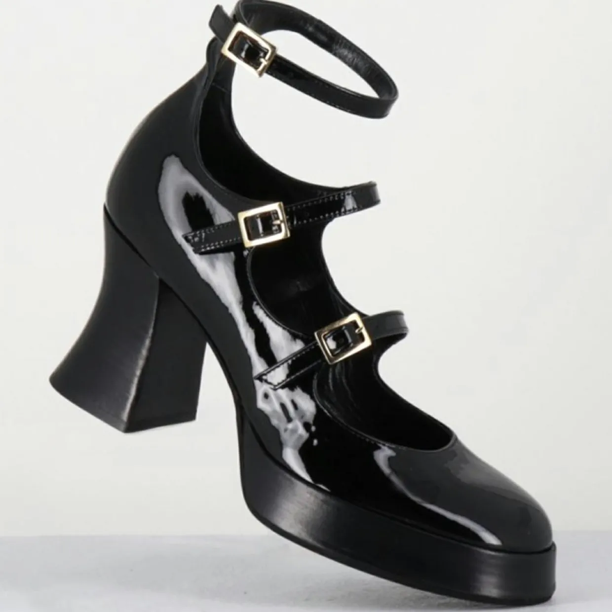 Babies en Cuir galan noires - Talon : 7.5cm-Garrice Lab