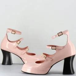 Babies en Cuir galan roses - Talon : 7.5cm-Garrice Lab