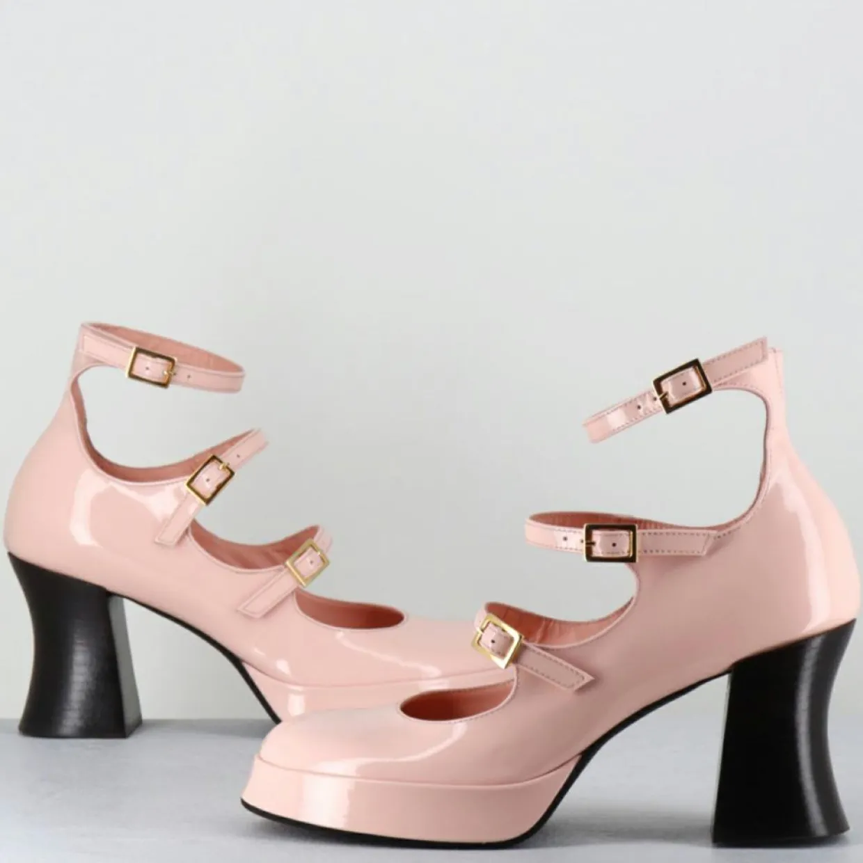 Babies en Cuir galan roses - Talon : 7.5cm-Garrice Lab