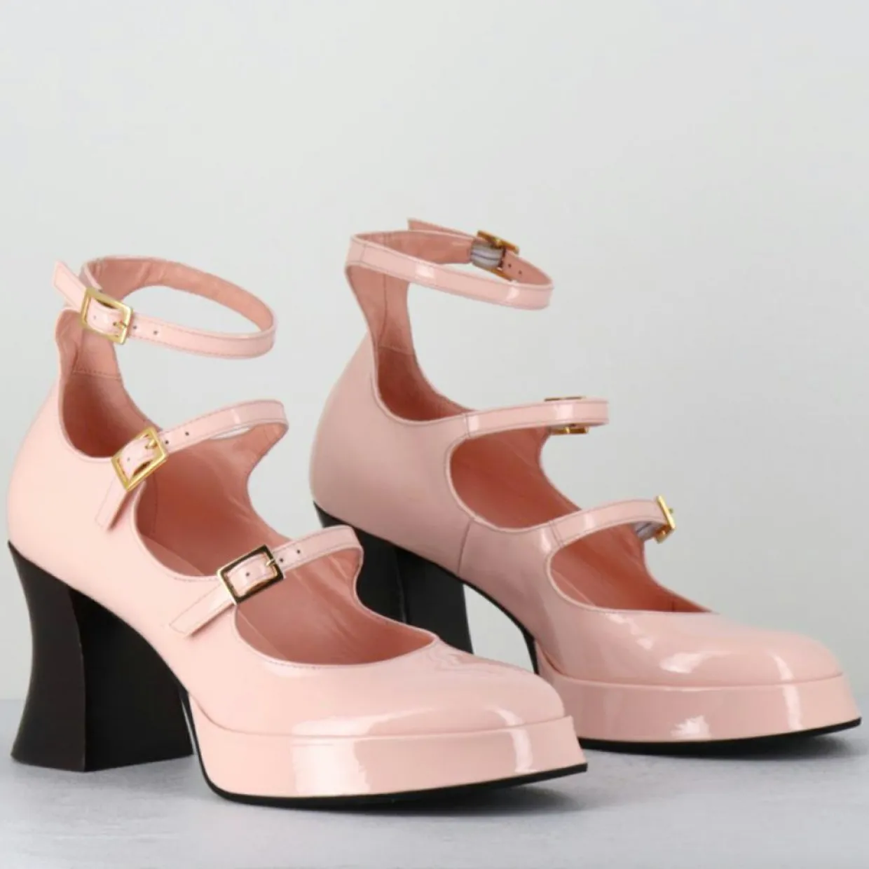 Babies en Cuir galan roses - Talon : 7.5cm-Garrice Lab