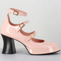 Babies en Cuir galan roses - Talon : 7.5cm-Garrice Lab