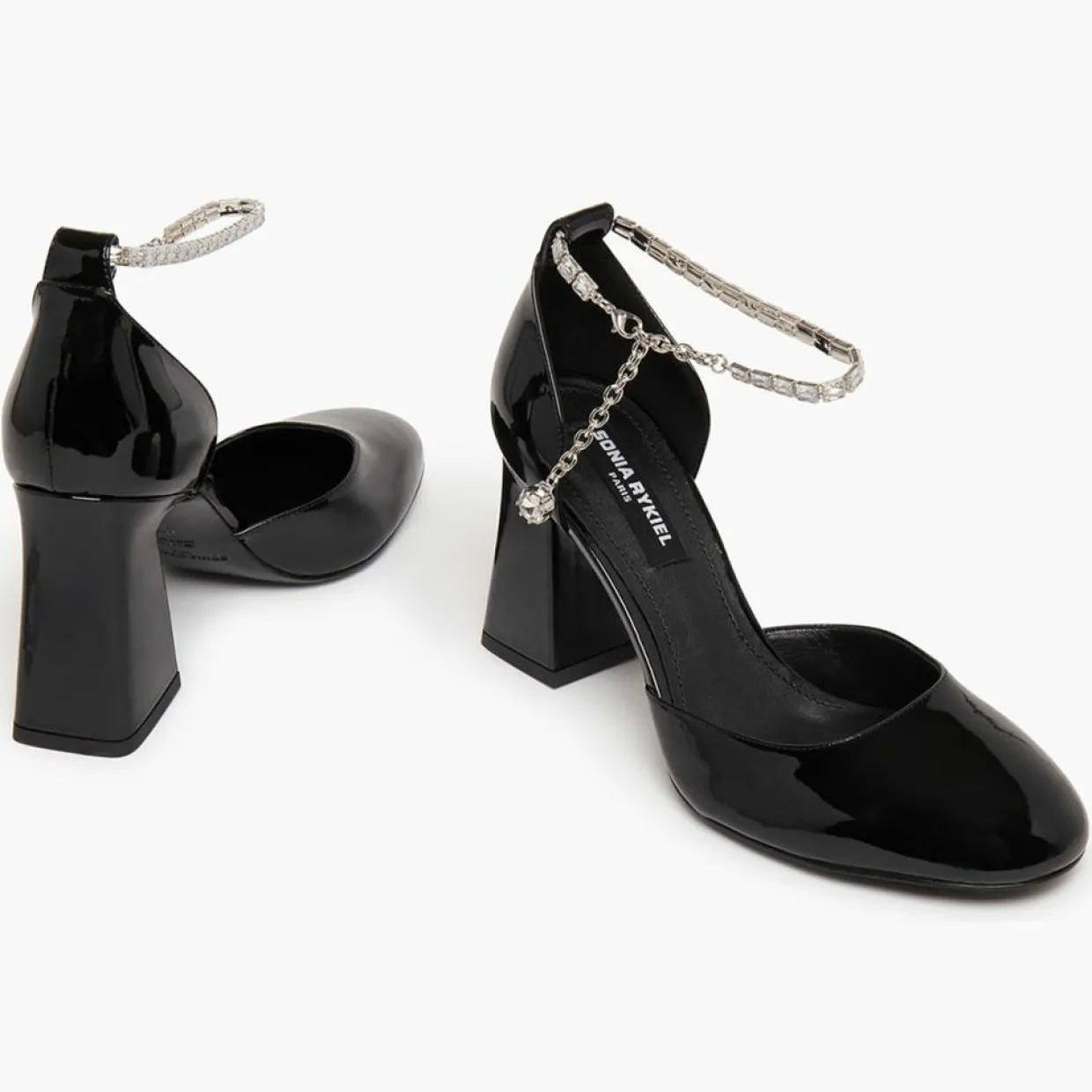 Femme Sonia Rykiel Escarpins^Babies en Cuir verni Honfleur noires - Talon 8.5 cm