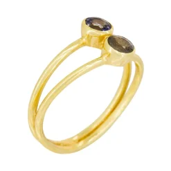 Bague Adela Iolite & Labradorite en laiton doré-Moonstone New
