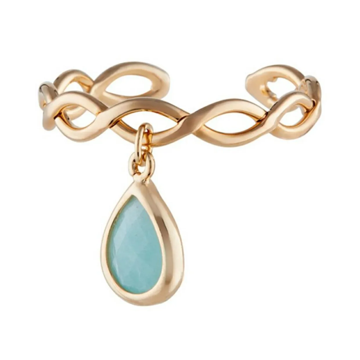 Bague ajustable Athéna Amazonite en laiton doré-Moonstone Best