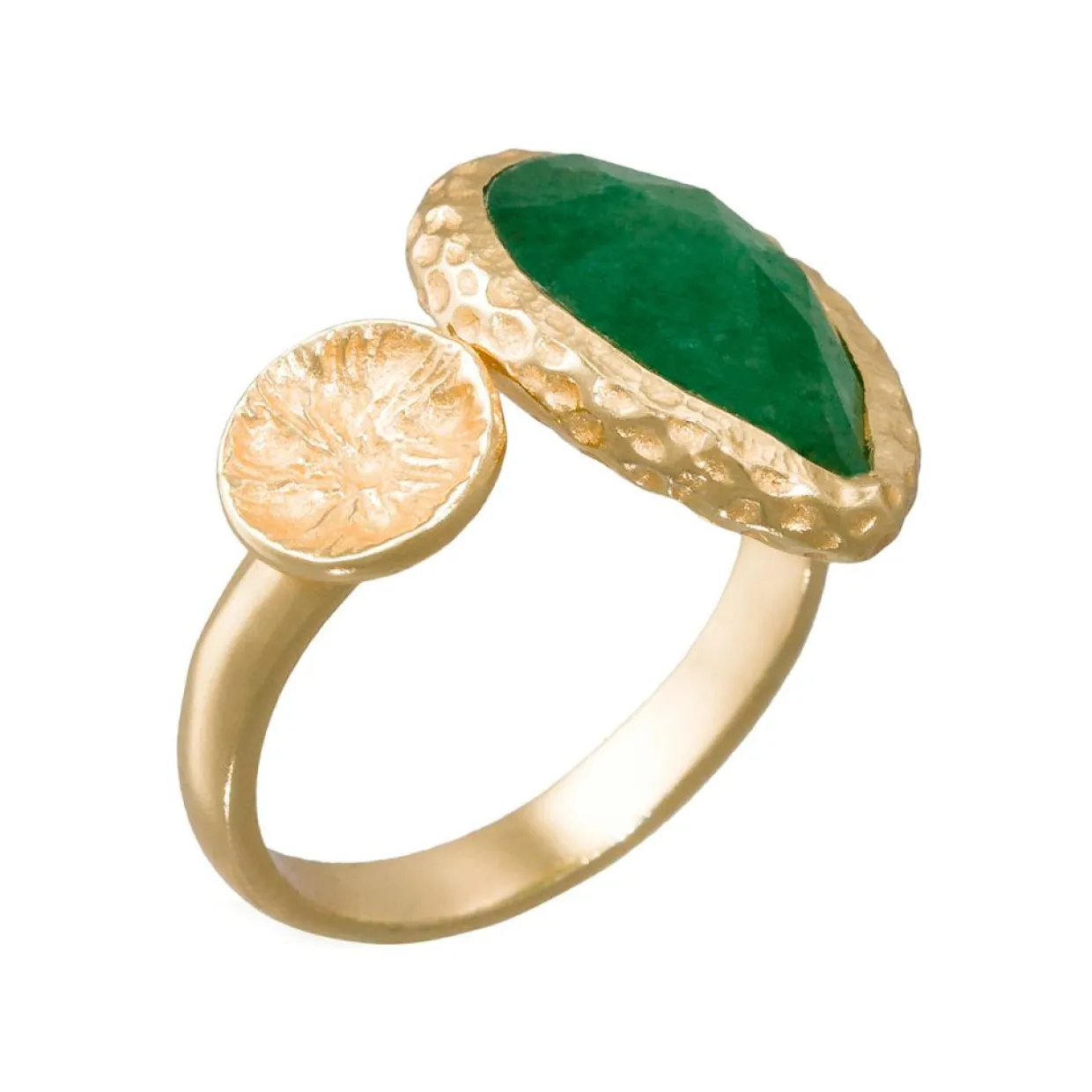Bague ajustable Hélena Aventurine en laiton doré-Moonstone Sale