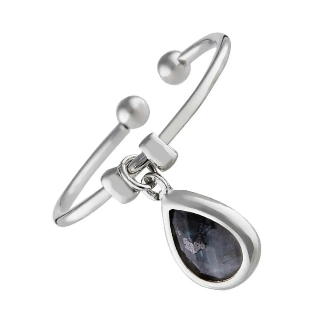 Bague ajustable Louise Labradorite en laiton argenté-Moonstone Best