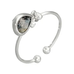 Bague ajustable Louise Labradorite en laiton argenté-Moonstone Best