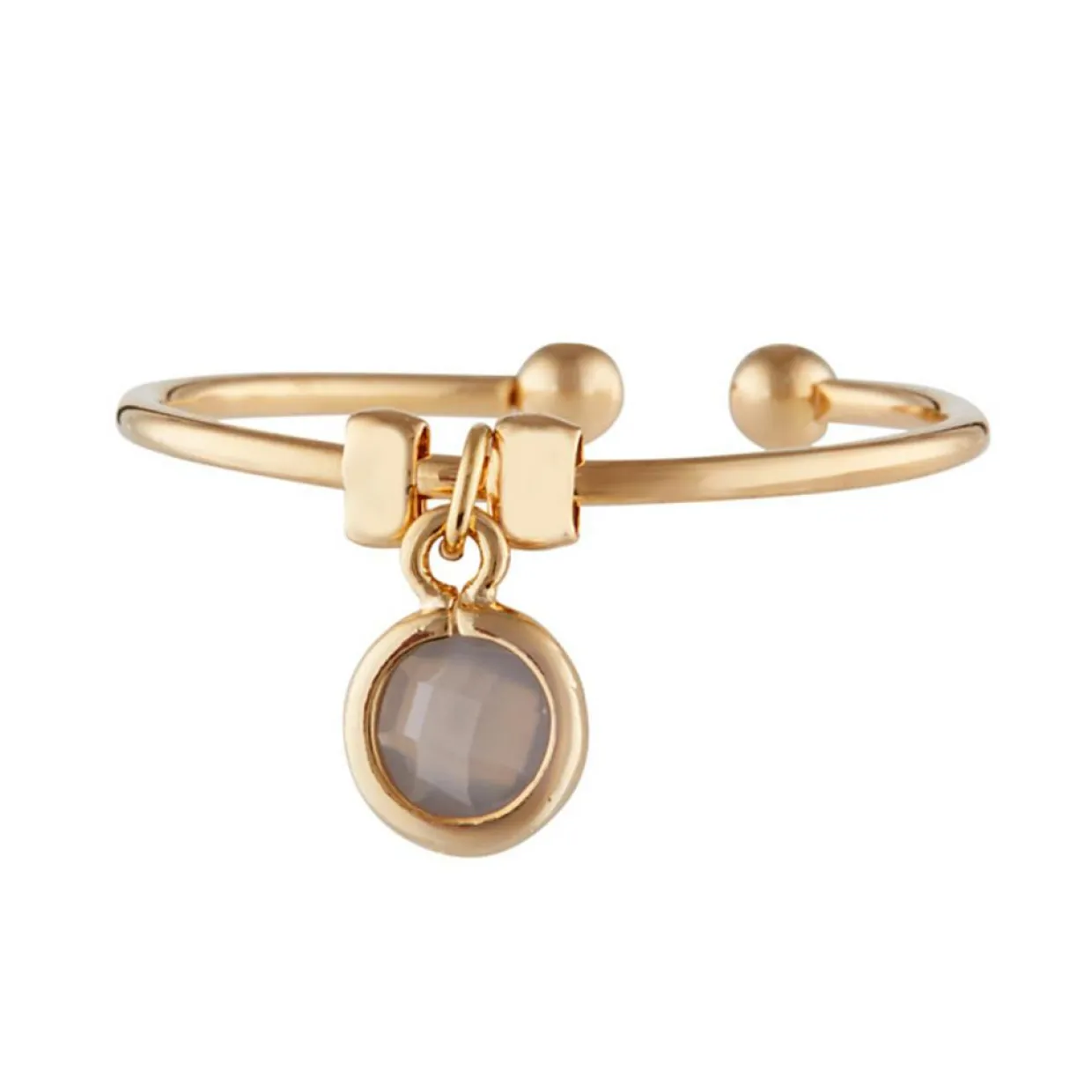 Bague ajustable Norah Agate en laiton doré-Moonstone Online