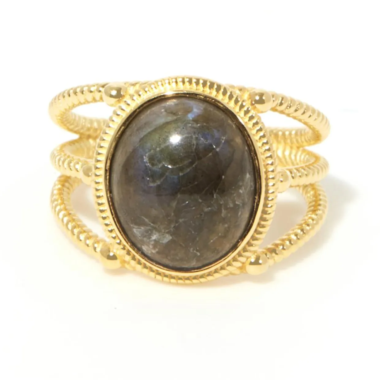 Femme Moonstone Bagues^Bague ajustable Soledad Labradorite en laiton doré