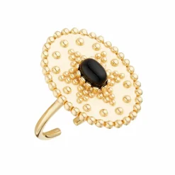 Bague ajustable Western Onyx en laiton doré-Moonstone